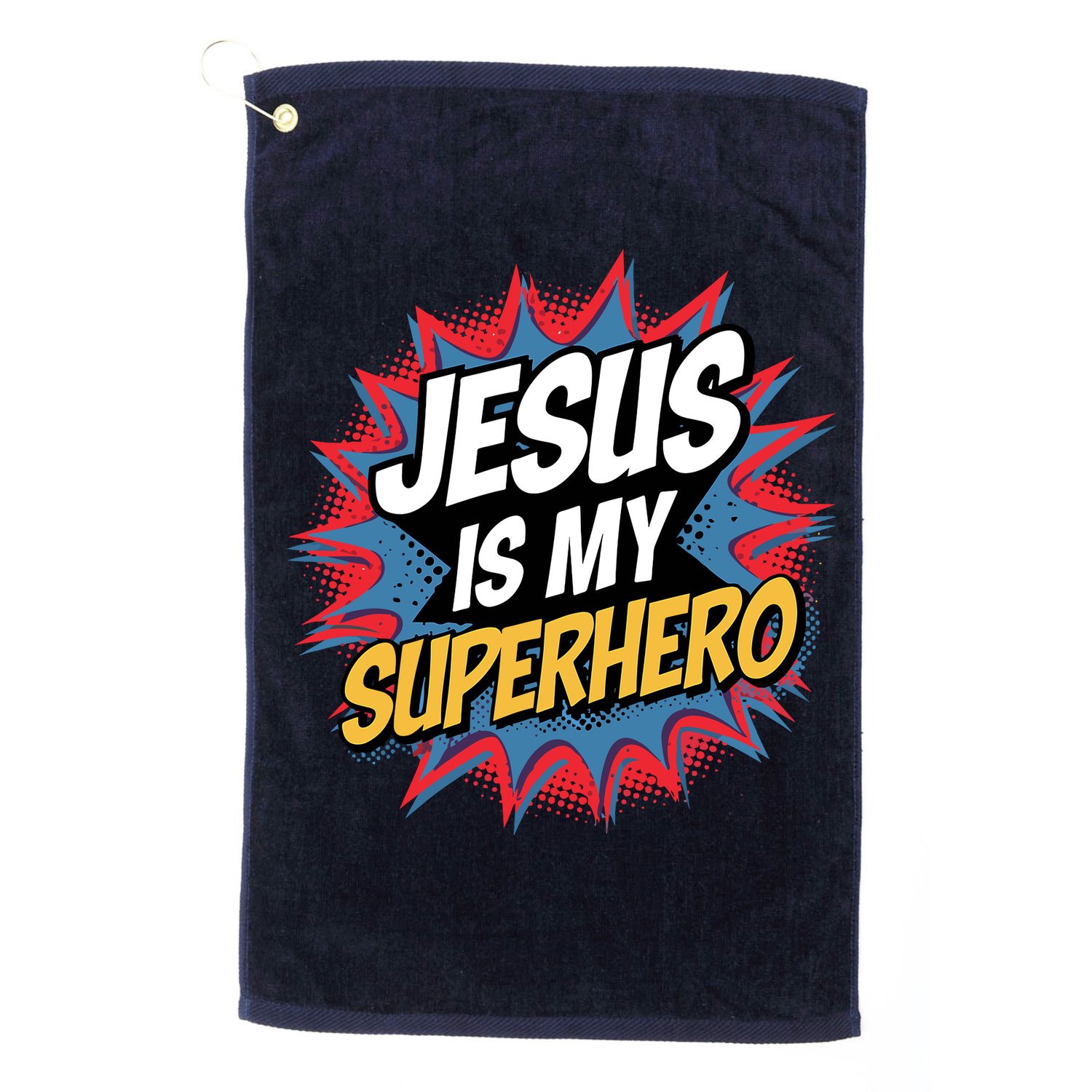 Boy Jesus Is My Superhero Christian Golf Towel
