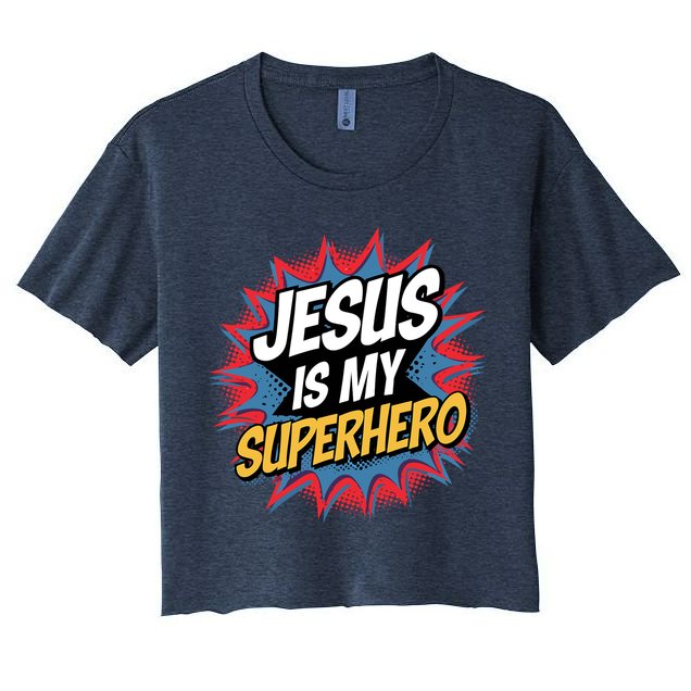 Boy Jesus Is My Superhero Christian Crop Top