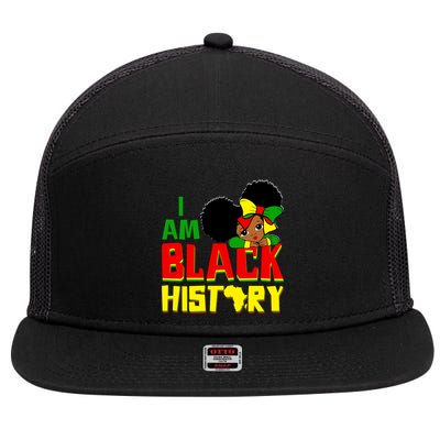 Black Juneteenth I Am Black History Education Freedom Gift 7 Panel Mesh Trucker Snapback Hat