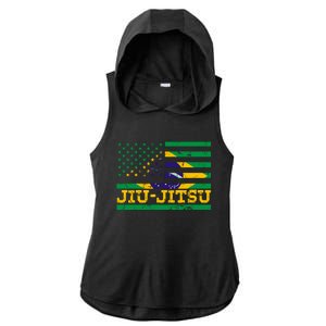 Brazilian Jiu Jitsu American Flag Us Sports Meaningful Gift Ladies PosiCharge Tri-Blend Wicking Draft Hoodie Tank