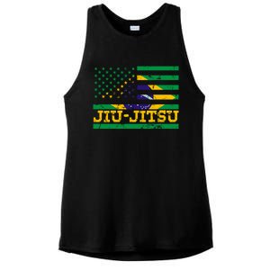 Brazilian Jiu Jitsu American Flag Us Sports Meaningful Gift Ladies PosiCharge Tri-Blend Wicking Tank