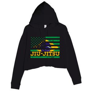 Brazilian Jiu Jitsu American Flag Us Sports Meaningful Gift Crop Fleece Hoodie