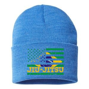 Brazilian Jiu Jitsu American Flag Us Sports Meaningful Gift Sustainable Knit Beanie