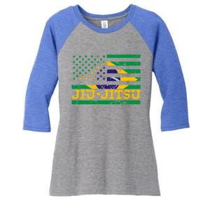 Brazilian Jiu Jitsu American Flag Us Sports Meaningful Gift Women's Tri-Blend 3/4-Sleeve Raglan Shirt