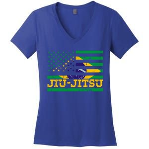 Brazilian Jiu Jitsu American Flag Us Sports Meaningful Gift Women's V-Neck T-Shirt