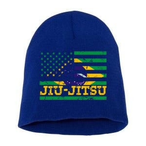 Brazilian Jiu Jitsu American Flag Us Sports Meaningful Gift Short Acrylic Beanie