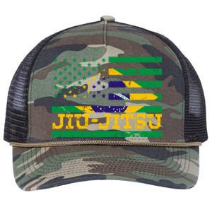 Brazilian Jiu Jitsu American Flag Us Sports Meaningful Gift Retro Rope Trucker Hat Cap