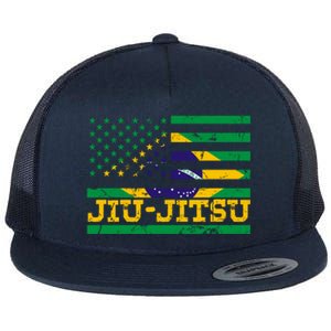 Brazilian Jiu Jitsu American Flag Us Sports Meaningful Gift Flat Bill Trucker Hat