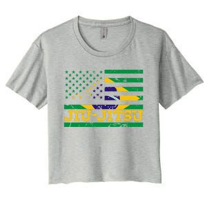 Brazilian Jiu Jitsu American Flag Us Sports Meaningful Gift Women's Crop Top Tee