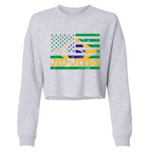 Brazilian Jiu Jitsu American Flag Us Sports Meaningful Gift Cropped Pullover Crew