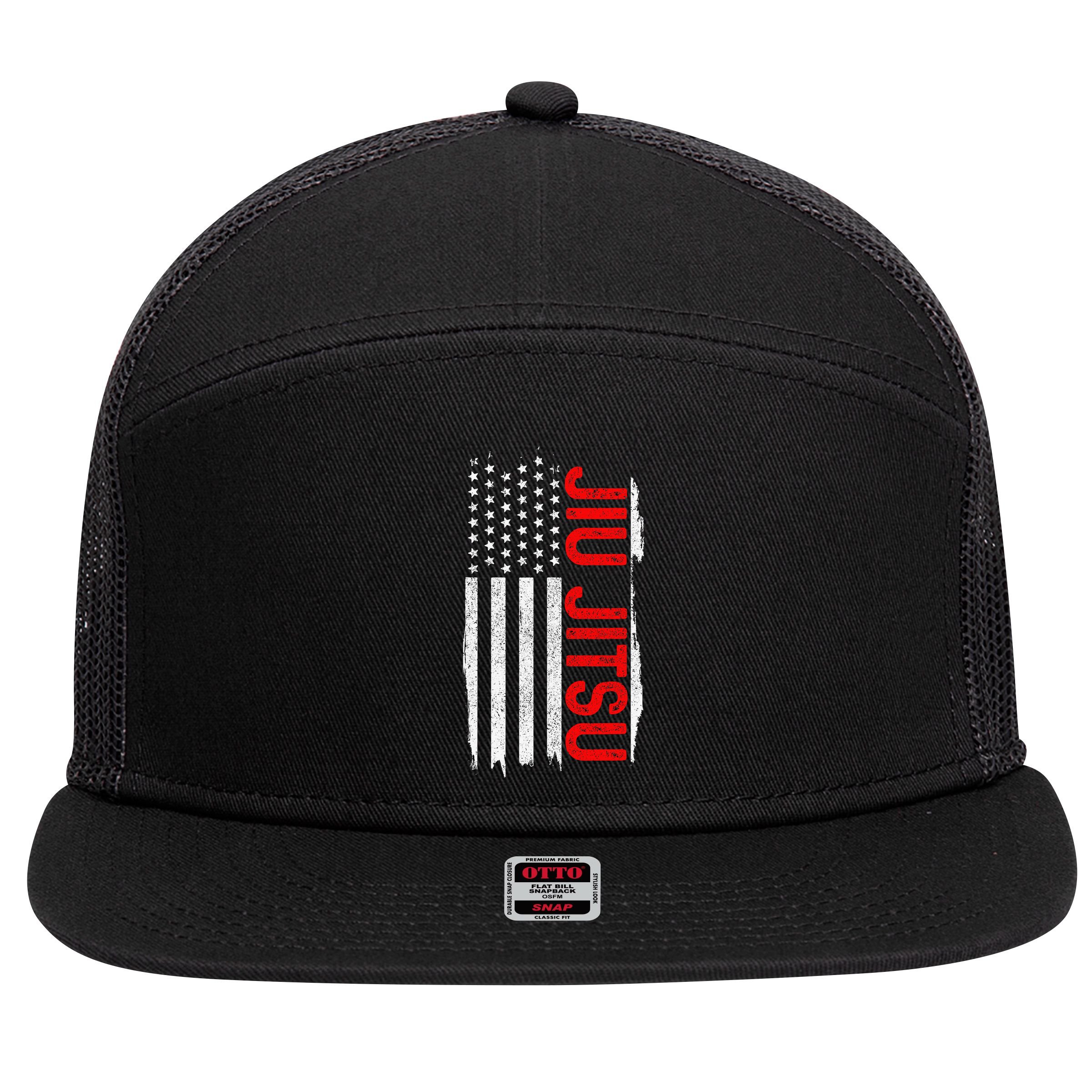 Brazilian Jiu Jitsu Stars & Stripes Rank BJJ Flag 7 Panel Mesh Trucker Snapback Hat