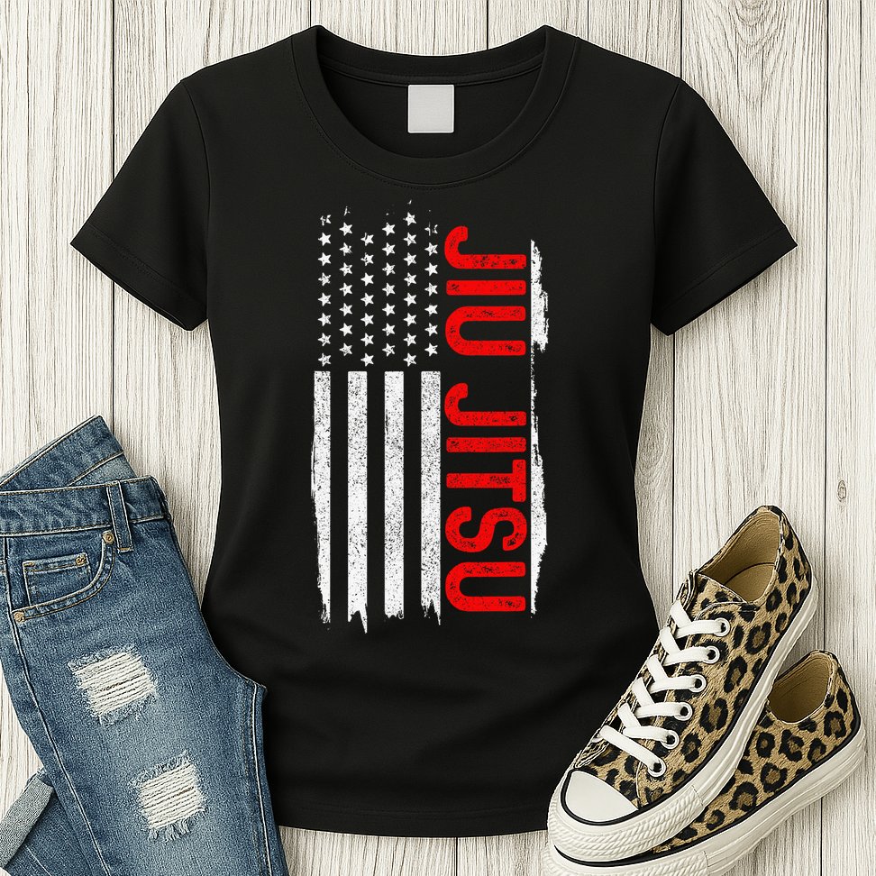 Brazilian Jiu Jitsu Stars & Stripes Rank BJJ Flag Womens T-Shirt