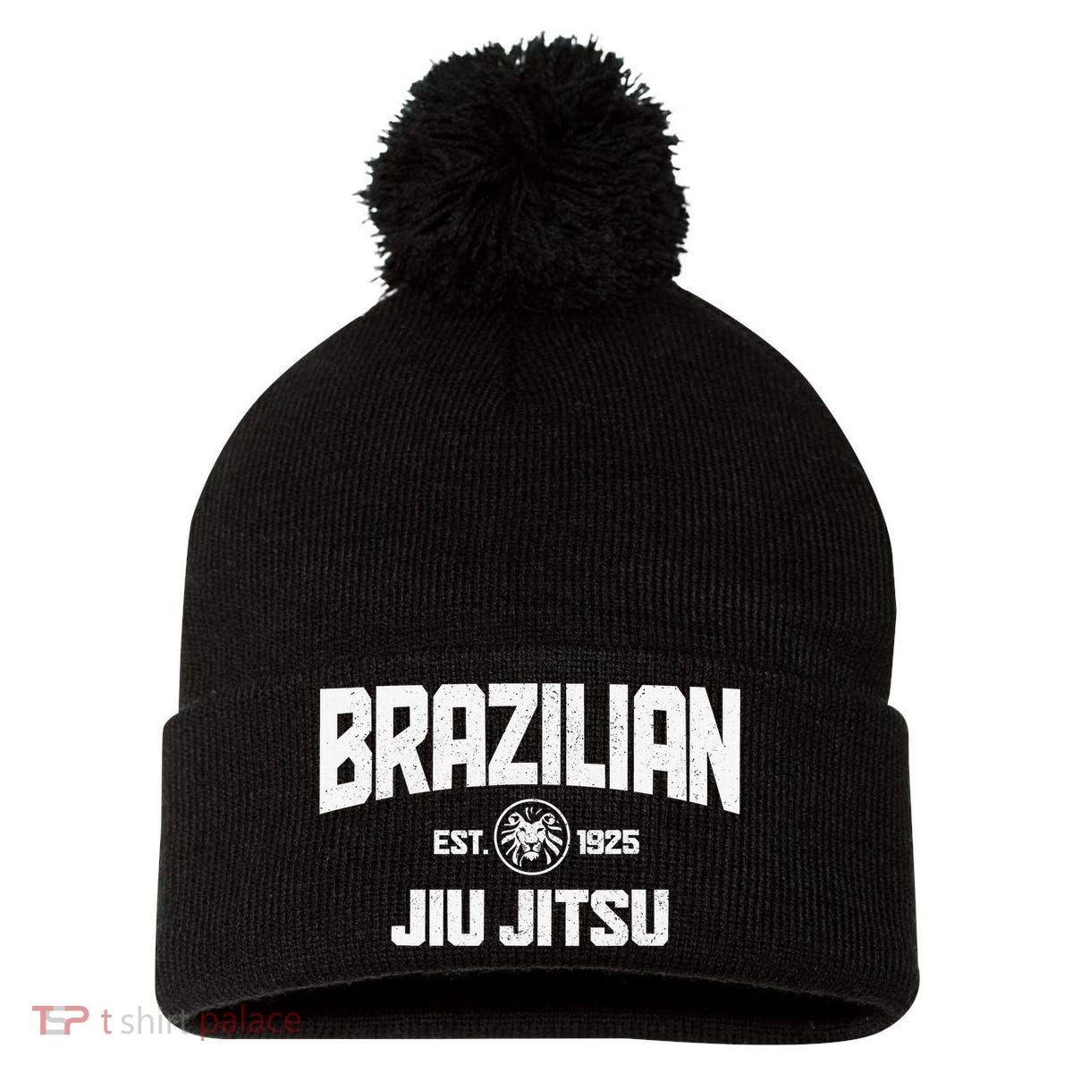Brazilian Jiu Jitsu Established 1925 BJJ Gift MMA Fighter Pom Pom 12in Knit Beanie
