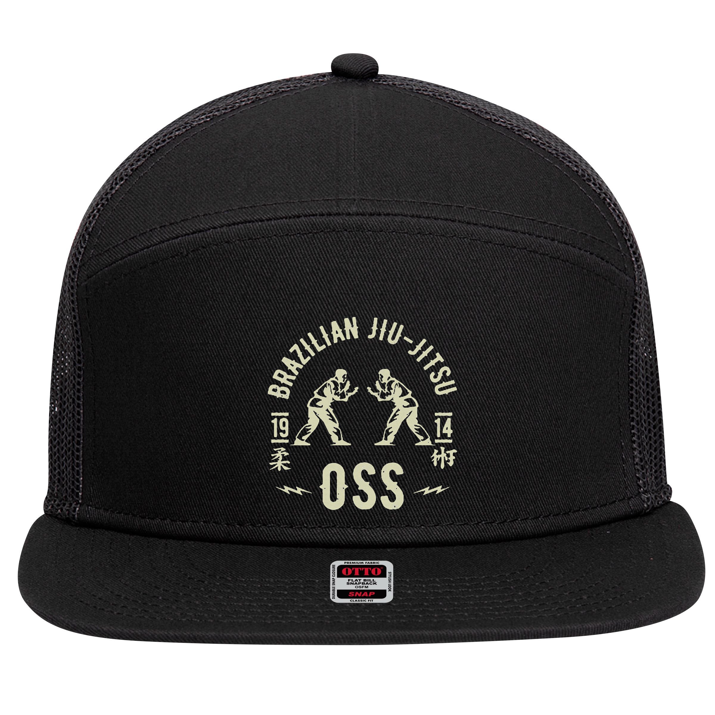 Brazilian Jiu Jitsu Arte Suave Oss Bjj 7 Panel Mesh Trucker Snapback Hat