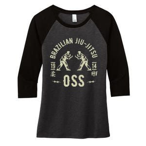 Brazilian Jiu Jitsu Arte Suave Oss Bjj Women's Tri-Blend 3/4-Sleeve Raglan Shirt