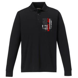 Brazilian Jiu Jitsu American Flag US Sports Performance Long Sleeve Polo