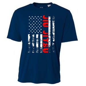 Brazilian Jiu Jitsu American Flag US Sports Cooling Performance Crew T-Shirt