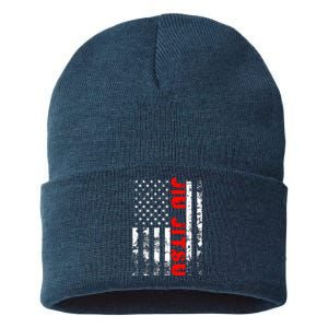 Brazilian Jiu Jitsu American Flag US Sports Sustainable Knit Beanie