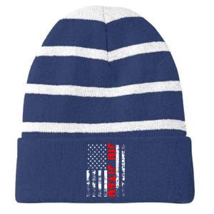 Brazilian Jiu Jitsu American Flag US Sports Striped Beanie with Solid Band