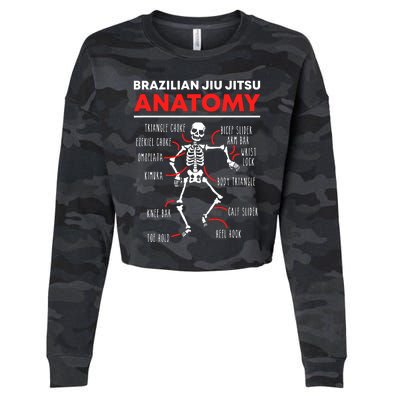 Brazilian Jiu Jitsu Anatomy Skeleton Funny Mix Martial Arts Cropped Pullover Crew