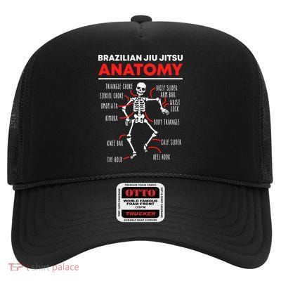 Brazilian Jiu Jitsu Anatomy Skeleton Funny Mix Martial Arts High Crown Mesh Back Trucker Hat