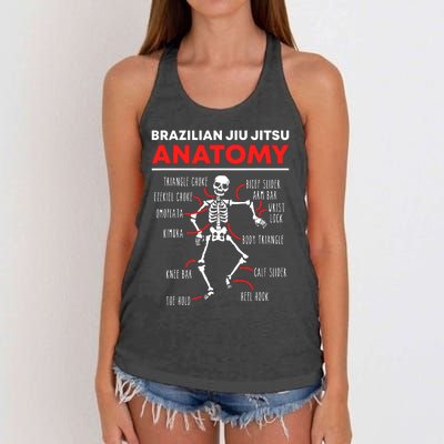 Brazilian Jiu Jitsu Anatomy Skeleton Funny Mix Martial Arts Women's Knotted Racerback Tank