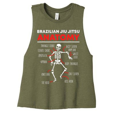 Brazilian Jiu Jitsu Anatomy Skeleton Funny Mix Martial Arts Women's Racerback Cropped Tank