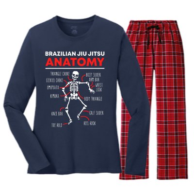 Brazilian Jiu Jitsu Anatomy Skeleton Funny Mix Martial Arts Women's Long Sleeve Flannel Pajama Set 