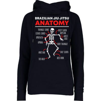 Brazilian Jiu Jitsu Anatomy Skeleton Funny Mix Martial Arts Womens Funnel Neck Pullover Hood