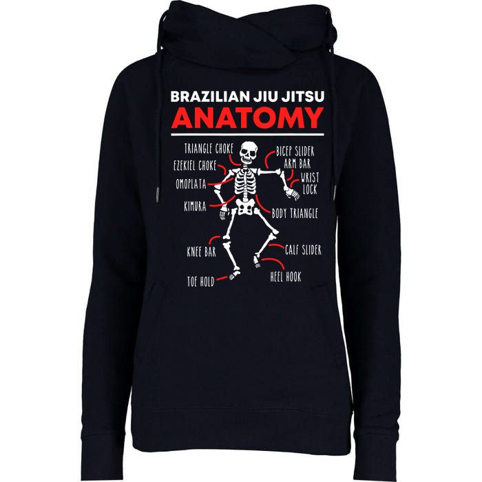 Brazilian Jiu Jitsu Anatomy Skeleton Funny Mix Martial Arts Womens Funnel Neck Pullover Hood