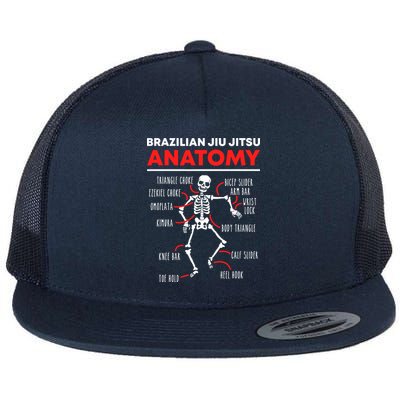 Brazilian Jiu Jitsu Anatomy Skeleton Funny Mix Martial Arts Flat Bill Trucker Hat
