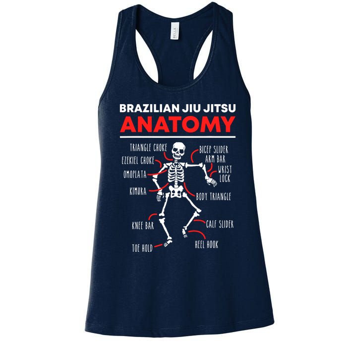 Brazilian Jiu Jitsu Anatomy Skeleton Funny Mix Martial Arts Women's Racerback Tank