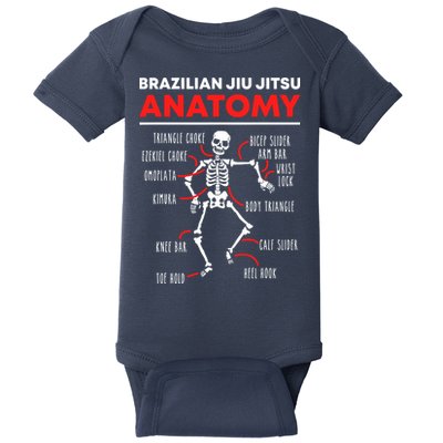 Brazilian Jiu Jitsu Anatomy Skeleton Funny Mix Martial Arts Baby Bodysuit