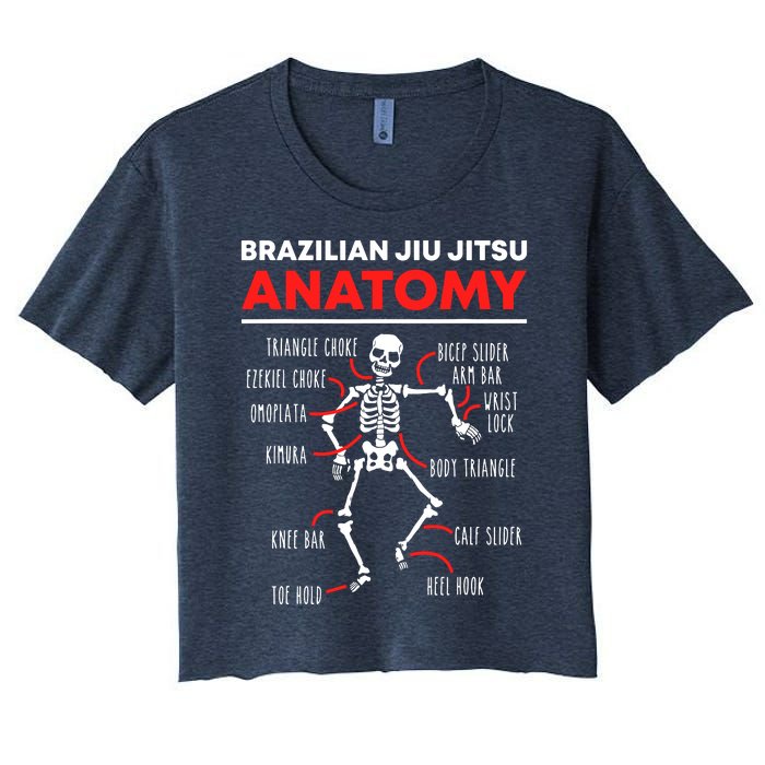 Brazilian Jiu Jitsu Anatomy Skeleton Funny Mix Martial Arts Women's Crop Top Tee