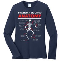 Brazilian Jiu Jitsu Anatomy Skeleton Funny Mix Martial Arts Ladies Long Sleeve Shirt