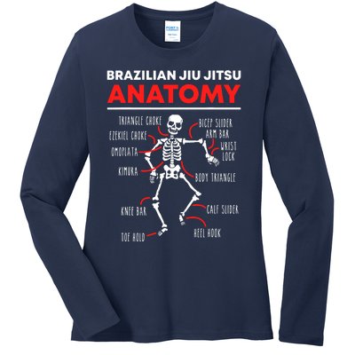 Brazilian Jiu Jitsu Anatomy Skeleton Funny Mix Martial Arts Ladies Long Sleeve Shirt