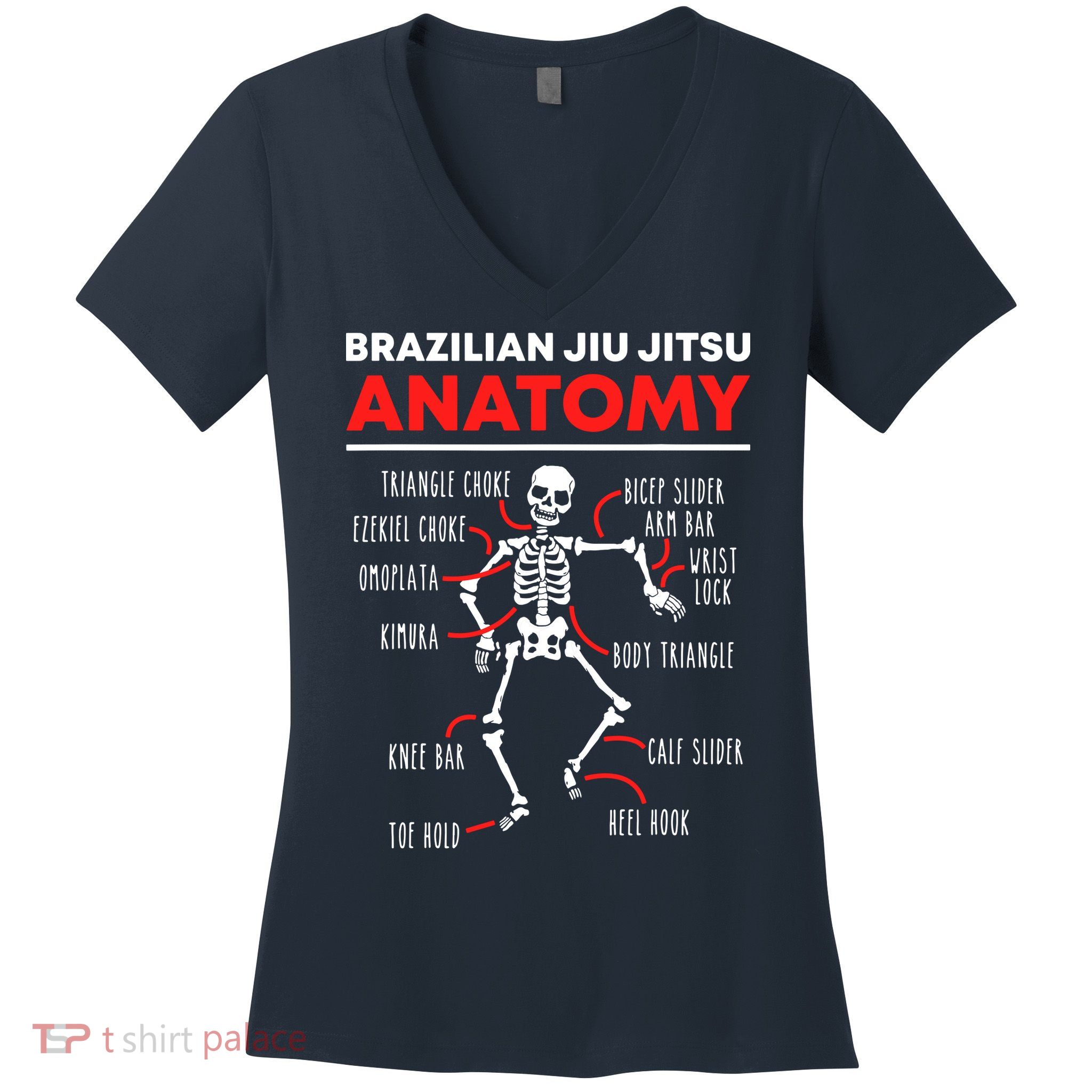 Brazilian Jiu Jitsu Anatomy Skeleton Funny Mix Martial Arts Women's V-Neck T-Shirt