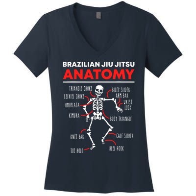 Brazilian Jiu Jitsu Anatomy Skeleton Funny Mix Martial Arts Women's V-Neck T-Shirt