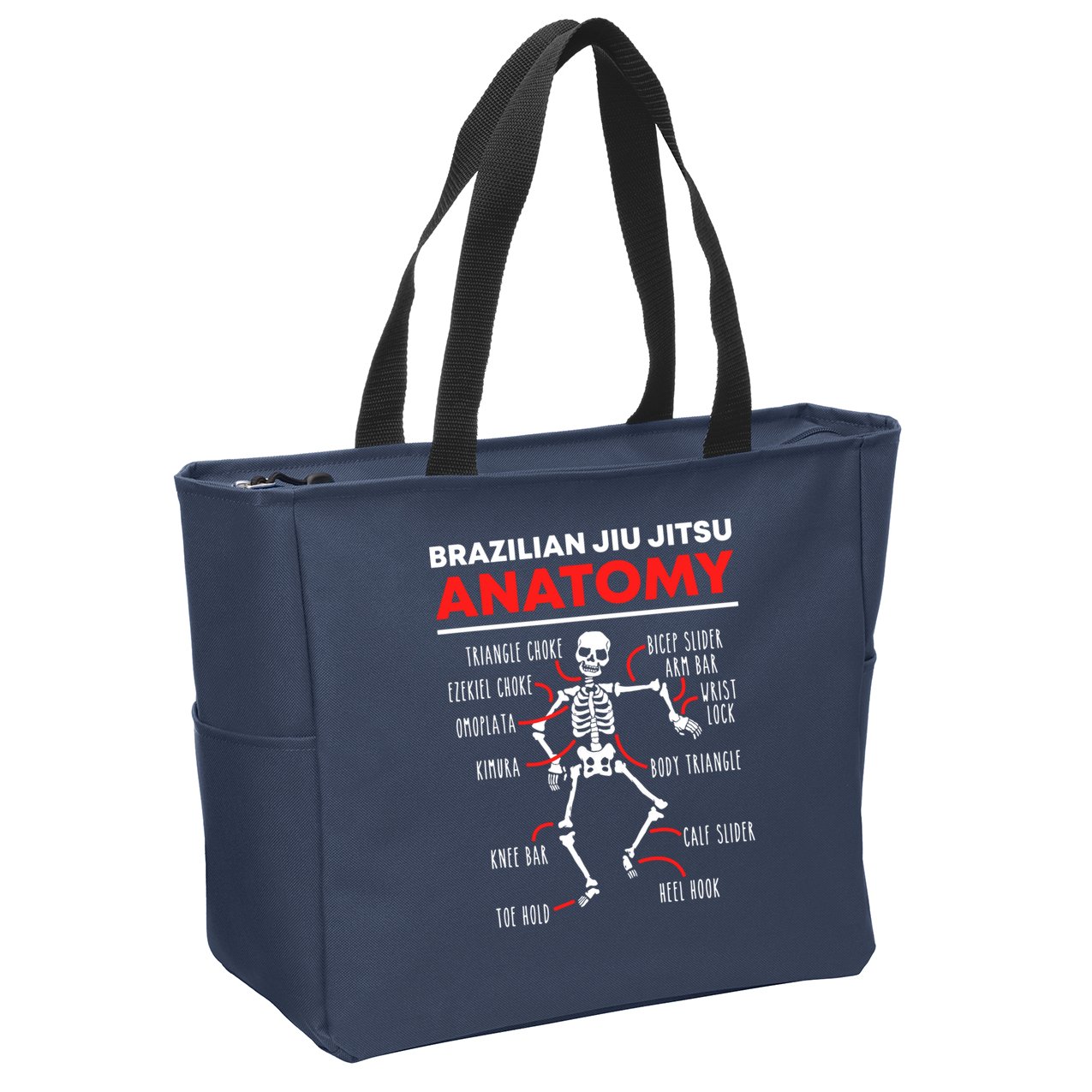 Brazilian Jiu Jitsu Anatomy Skeleton Funny Mix Martial Arts Zip Tote Bag