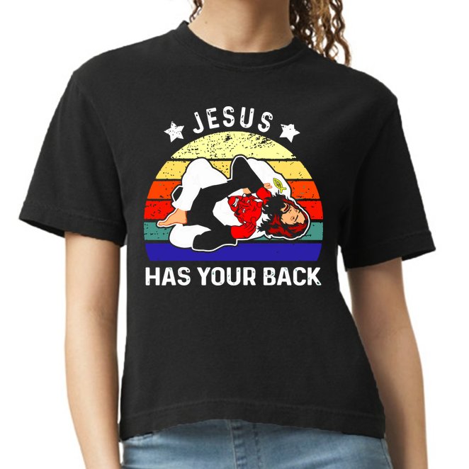 Brazilian Jiu Jitsu Jesus Has Your Back Comfort Colors Boxy T-Shirt