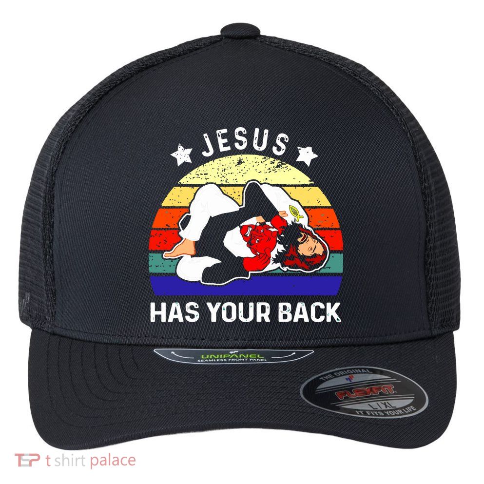 Brazilian Jiu Jitsu Jesus Has Your Back Flexfit Unipanel Trucker Cap