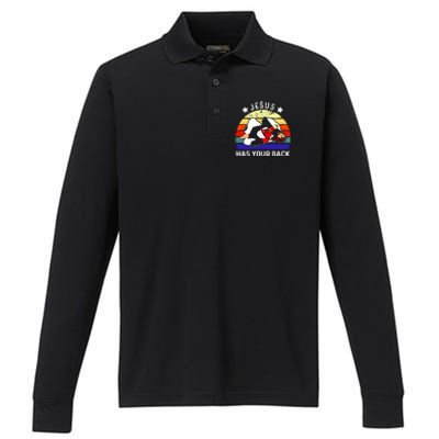 Brazilian Jiu Jitsu Jesus Has Your Back Performance Long Sleeve Polo