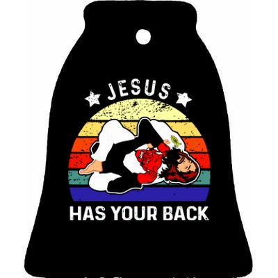 Brazilian Jiu Jitsu Jesus Has Your Back Ceramic Bell Ornament