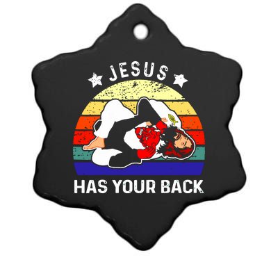 Brazilian Jiu Jitsu Jesus Has Your Back Ceramic Star Ornament