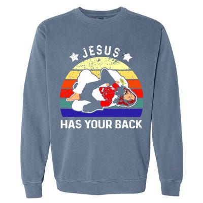 Brazilian Jiu Jitsu Jesus Has Your Back Garment-Dyed Sweatshirt