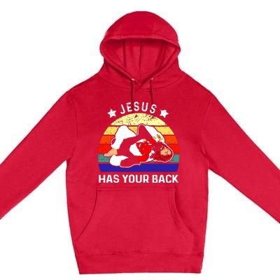 Brazilian Jiu Jitsu Jesus Has Your Back Premium Pullover Hoodie