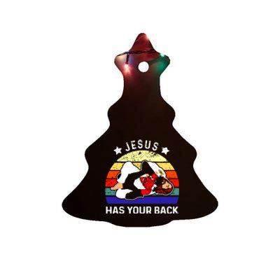 Brazilian Jiu Jitsu Jesus Has Your Back Ceramic Tree Ornament