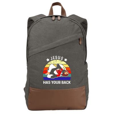 Brazilian Jiu Jitsu Jesus Has Your Back Cotton Canvas Backpack