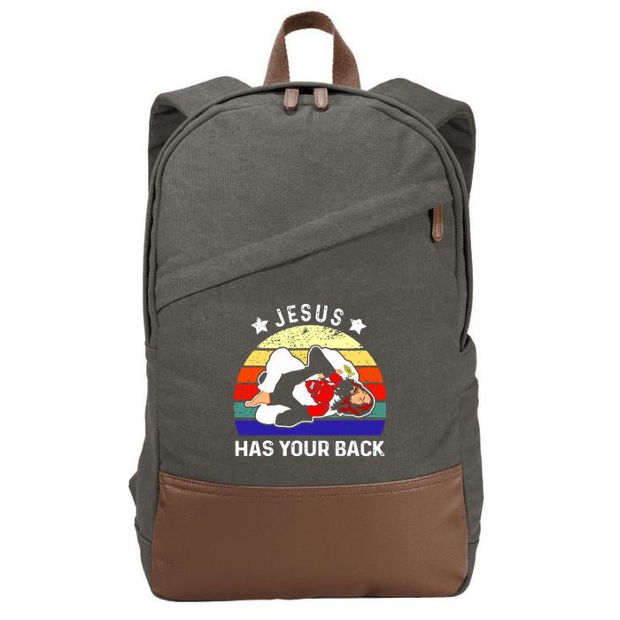 Brazilian Jiu Jitsu Jesus Has Your Back Cotton Canvas Backpack