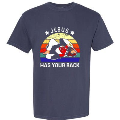 Brazilian Jiu Jitsu Jesus Has Your Back Garment-Dyed Heavyweight T-Shirt